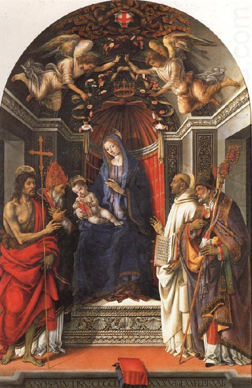 Madonna and Child Enthroned with SS.John the Baptist,Victor,Ber-nard,and Zenbius, Filippino Lippi